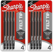 Sharpie Felt Tip Pens, Fine Point (0.4mm), Black, 4 Count (Pack of 2)
