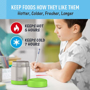 FUNTAINER Kids Food Jar by THERMOS – 10 Ounces, 10.0 fluid_ounces, Stainless Steel, Lime, Model F30024SLM6