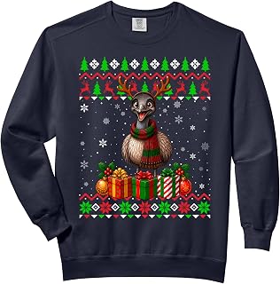 Emu Bird Christmas Ugly Sweaters Festive Emu Xmas Comfort Colors Adult Sweatshirt