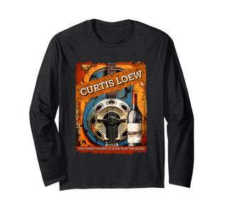 Curtis Loew Long Sleeve T-Shirt by The Finest Picker To Ever Play The Blues – Cotton, Black, Model P10FG1N9BJ8