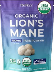 USDA Organic Lion's Mane Powder - Lion Mane Mushroom Supplement for Coffee Smoothies & More - Nootropic Brain Supplement for Memory and Focus Support - Vegan Non-GMO & No Fillers (57 Servings)