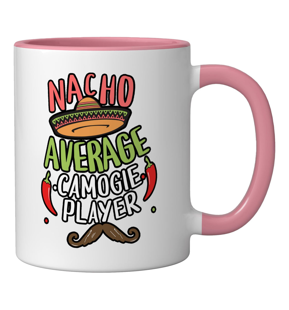 Nacho Average Camogie Player Cinco De Mayo Mexican Fiesta Ceramic Mug by Nacho Camogie Player Mexican Fiesta – 11 Ounces, 11 fluid_ounces, Ceramic, Model 2FRXR5HGTRXUSPinkWhite