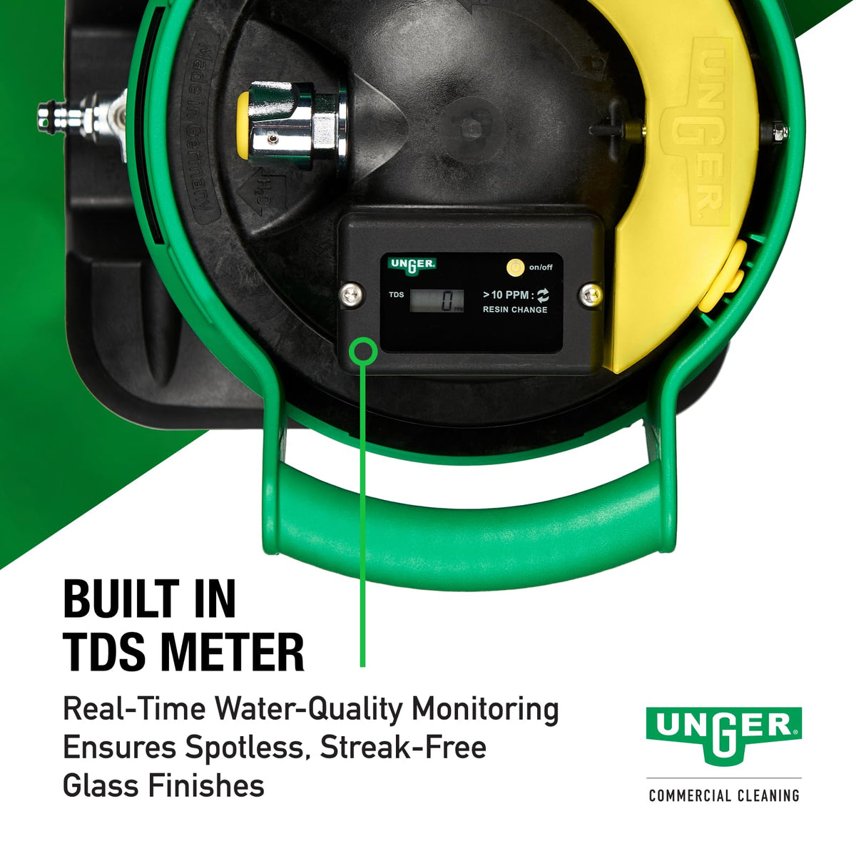Commercial HydroPower Ultra DI Tank - Pure Water for Professional Window Cleaners - Includes Deionization Resin by UNGER – Resin, Black/Green, Model UHP01