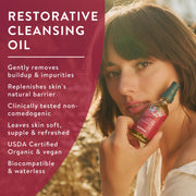 Rose Cleansing Oil & Rose Face Oil - USDA Organic Cleansing & Moisturizing in Glass Bottles by Badger – Commercial Grade