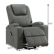 Upholstered Power Lift Massage Recliner with Heat by Furnifact – Foam,Metal,Plastic,Fabric,Leatherette, Grey