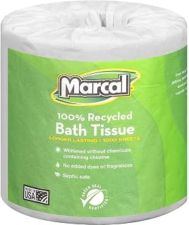 Marcal PRO 5001 100% Recycled Two-Ply Bath Tissue, White, 500 Sheets/Roll, 48 Rolls/Carton