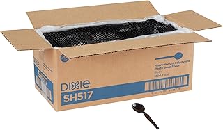 Dixie 5.75" Heavy-Weight Polystyrene Plastic Soup Spoon by GP PRO (Georgia-Pacific), Black, SH517, (Case of 1,000), 1 Box/Case