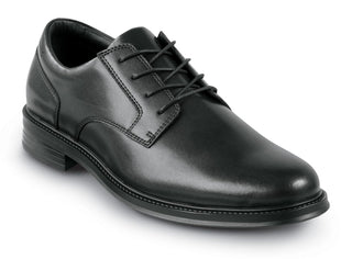 Men's Black Hallsboro MaxTrax Soft Toe Dress Shoe (7.5 EW) by SR Max – 7.5 X-Wide, Leather, Black