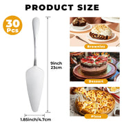Tobeelec Cake Server Set, Stainless Steel, 9 Inches, Silver, 30 Pack