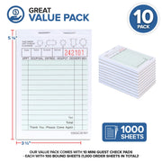 3.25 x 5.125 Mini Guest Check Pads (10 Pack) - Small Detachable Checks - 1 Part Green Paper Guest Check Pads - Small Server Notepads & Waitress Order Pads - Check Pads for Diners