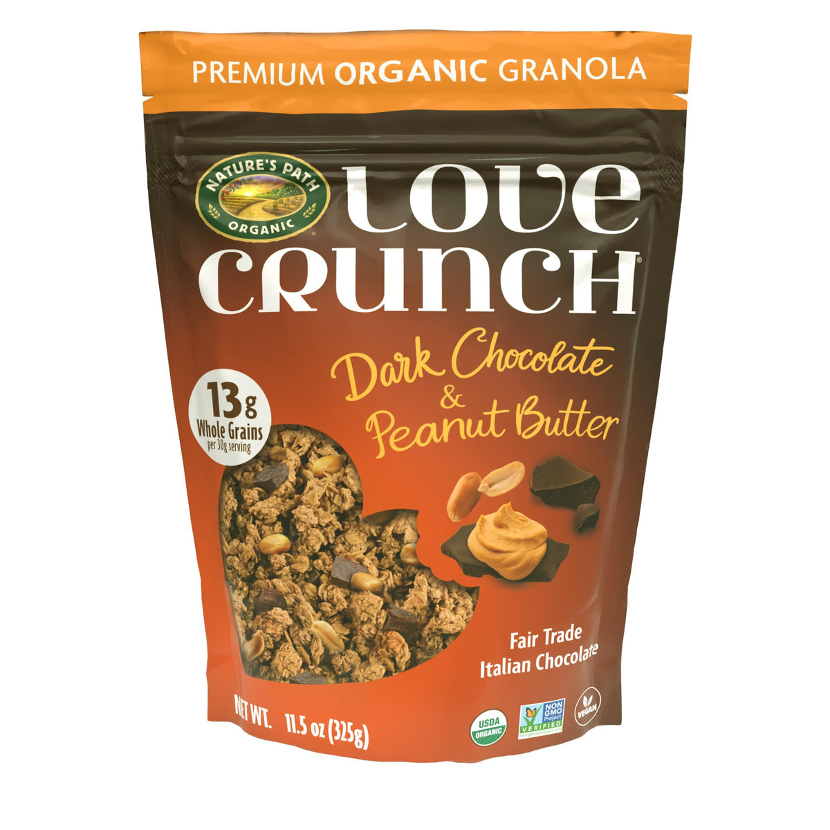 Dark Chocolate & Peanut Butter Granola by Love Crunch – 11.5 Ounce (Pack of 6), Pack of 6, Model 16207U2