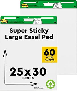 Post-it Easel Pad Made with Recycled Paper, 25 in x 30 in, White, 30 Sheets/Pad, 2 Pads/Pack, Great for Virtual Teachers and Students (559RP)