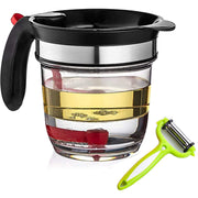 Pazatao Gravy Fat Separator, 4 Cup Capacity with Bottom Release and Strainer, Black