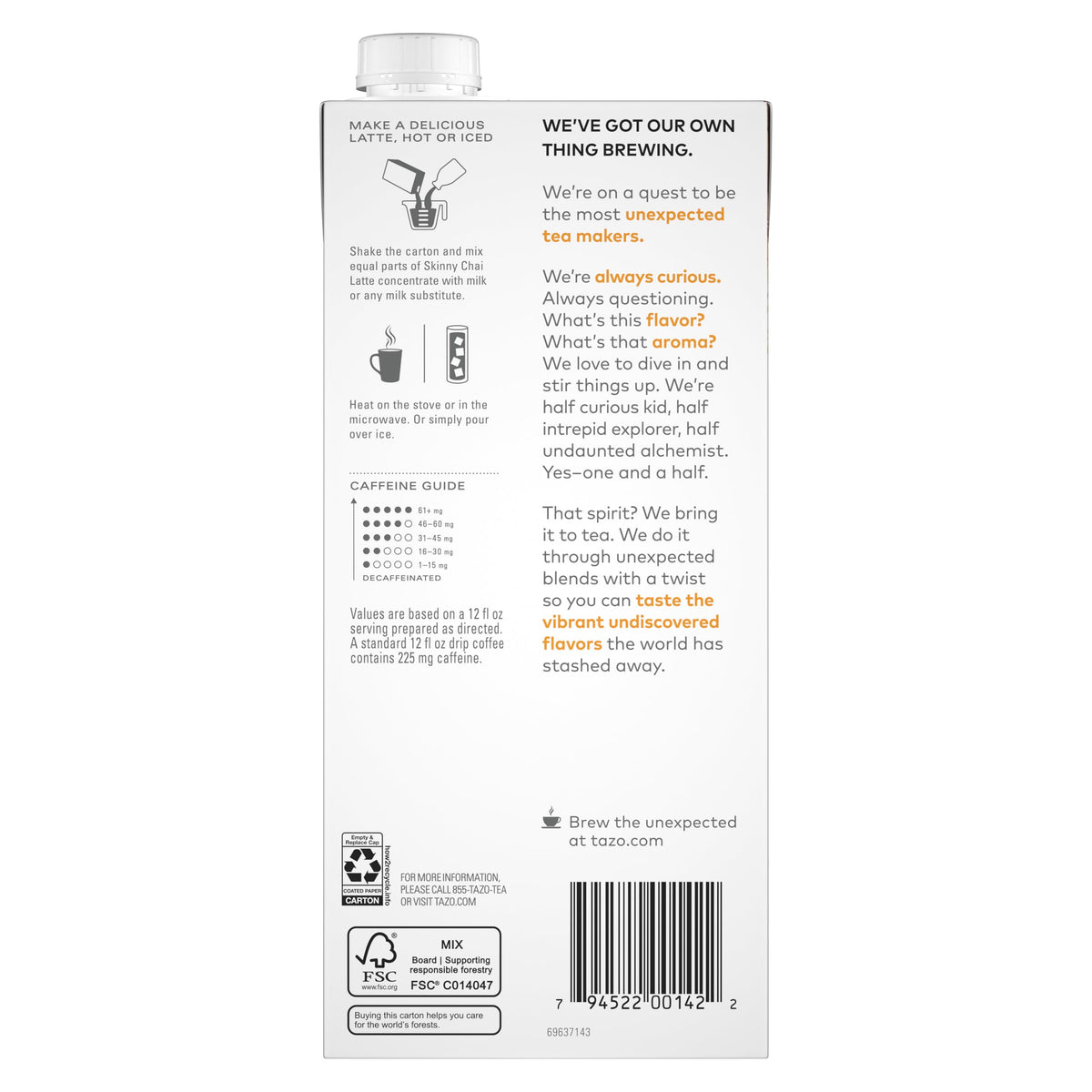 TAZO Skinny Chai Latte / 32 Fl Oz (Pack of 6) / 6 Chai