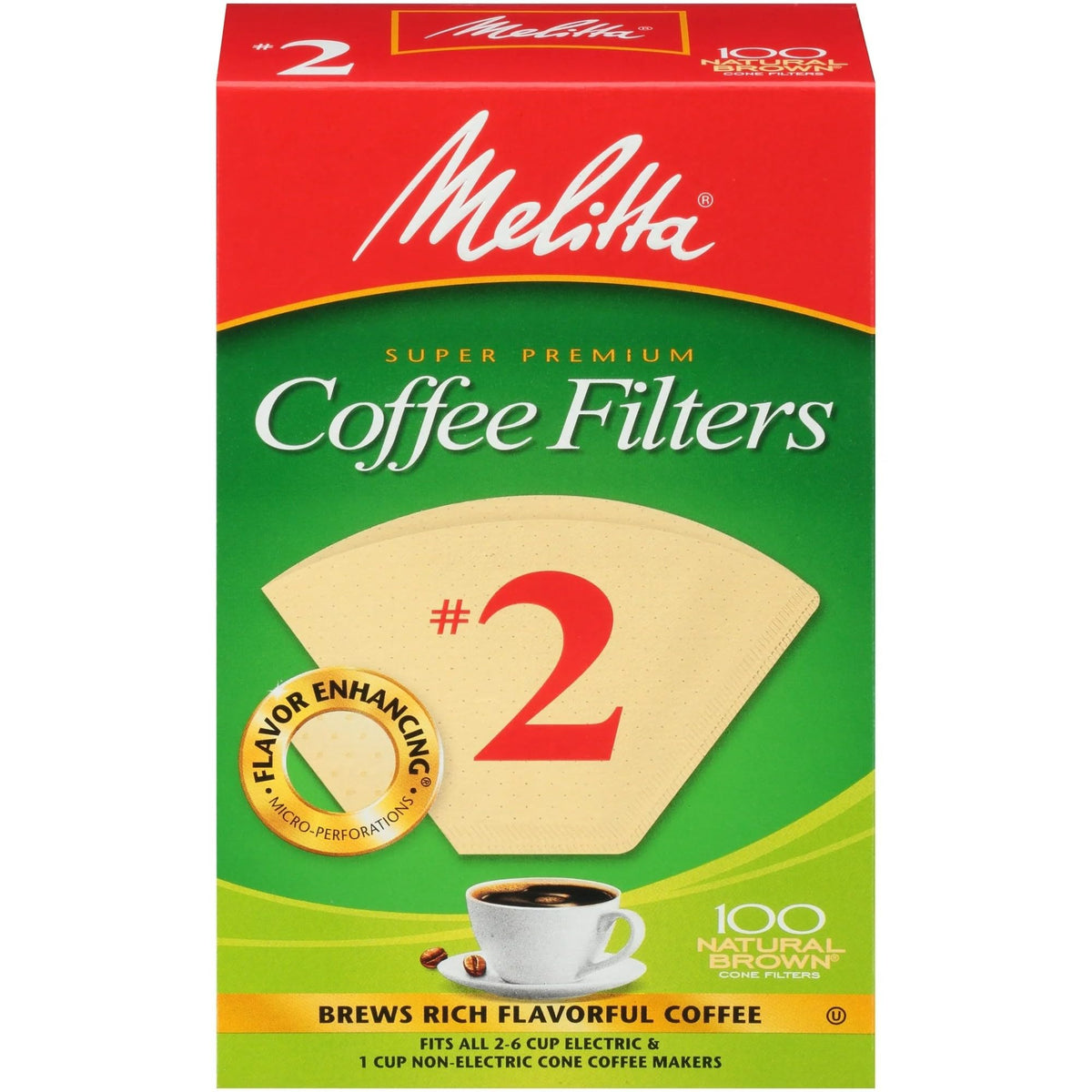 #2 Natural Brown Cone Coffee Filters 100 Count (2pack) by Melitta – 100 ct (Pack of 2), Paper, Brown, Pack of 2, Model 622752