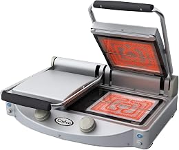 Cadco Double Clamshell Grill, Clear Glass-Ceramic Grill Surface