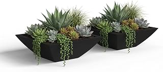 Mayne Renew 20in Modern Square Bowl Planter, Black, 2-Pack | All season, Lightweight, Indoor/Outdoor, Fade resistant, 5-year warranty