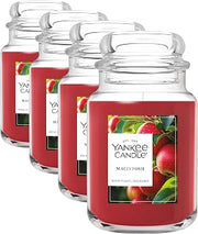 Yankee Candle Macintosh, Fall Scented Candle, 22oz Large Jar with up to 150 Hour Burn Time (Pack of 4)