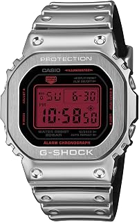 Casio G-Shock Fine Metallic Series Silver Red Square Digital Watch GM5600YRA-8