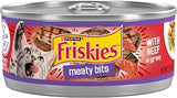 Friskies Purina Meaty Bits Wet Cat Food in Gravy, Beef, (24) 5.5 oz Cans