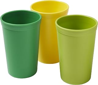 ECR4Kids My First Meal Pal Drinking Cups, Kids Plastic Tableware, Stackable and Dishwasher Safe, Stackable Tumblers for Baby, Toddler and Child Feeding, 3-Pack - Citrus