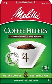 Melitta #4 Cone Coffee Filters, White, 100 Count (Pack of 6) 600 Total Filters Count - Packaging May Vary