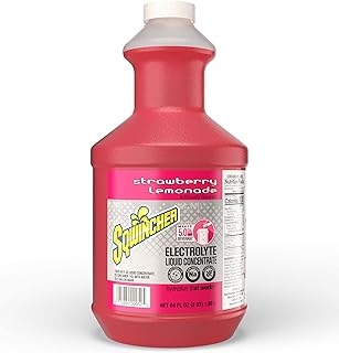 Sqwincher Electrolyte Liquid Concentrate, Strawberry Lemonade 64 oz, 6 Pack | Electrolyte liquid concentrate supports hydration; mix with water, each 64 oz bottle makes 5 gallons for high volume use