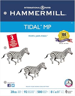 Hammermill Printer Paper, 20 lb Tidal Copy Paper, 3 Hole - 92 Bright, Made in the USA, 162032C - 10 Ream (5,000 Sheets)