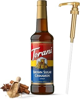 Jimoco® Syrup Pump Dispenser + Torani® Brown Sugar Cinnamon Syrup, 25.4 oz - Coffee Syrup Pump & Flavoring Bundle