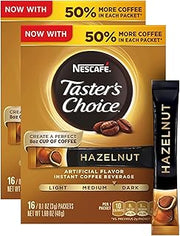 Nescafe Nescafé, Taster's Choice, Instant Coffee Beverage, Hazelnut, 16 Packets, 0.1 oz (3 g) Each - 2pc