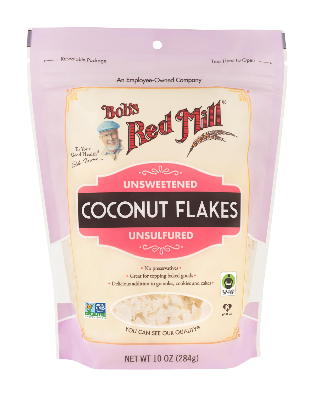 Unsweetened Coconut Flakes by Bob's Red Mill – 10 Ounce (Pack of 4), White, Model P101055
