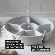 SwivelServe Divided Serving Tray with Lid, 6 Compartments, White