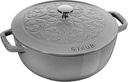 STAUB Cast Iron 3.75-qt Essential French Oven with Lilly Lid - Graphite Grey, Made in France