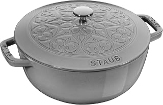 STAUB Cast Iron 3.75-qt Essential French Oven with Lilly Lid - Graphite Grey, Made in France