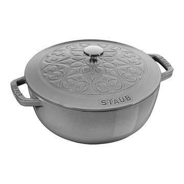Cast Iron 3.75-qt Essential French Oven with Lilly Lid - Graphite Grey by STAUB – 3.75-qt, 3.75 quarts, Cast Iron, Graphite Grey, Model 11212418