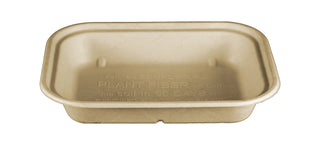 World Centric TR-SC-U10 100% Compostable Unbleached Plant Fiber 1 Compartment Trays, 36 oz., 9.8" x 7.5" x 1.5" (Pack of 400)