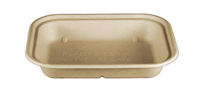 World Centric TR-SC-U10 100% Compostable Unbleached Plant Fiber 1 Compartment Trays, 36 oz., 9.8" x 7.5" x 1.5" (Pack of 400)