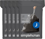 simplehuman Code J 100 Count Odorsorb® Custom Fit Liners, Drawstring Odor Absorbing Trash Bags, One-by-One Mess-Free Dispense, Extra Thick & Double Seamed, 50% PCR Plastic, 38-45 Liter / 10-12 Gallon