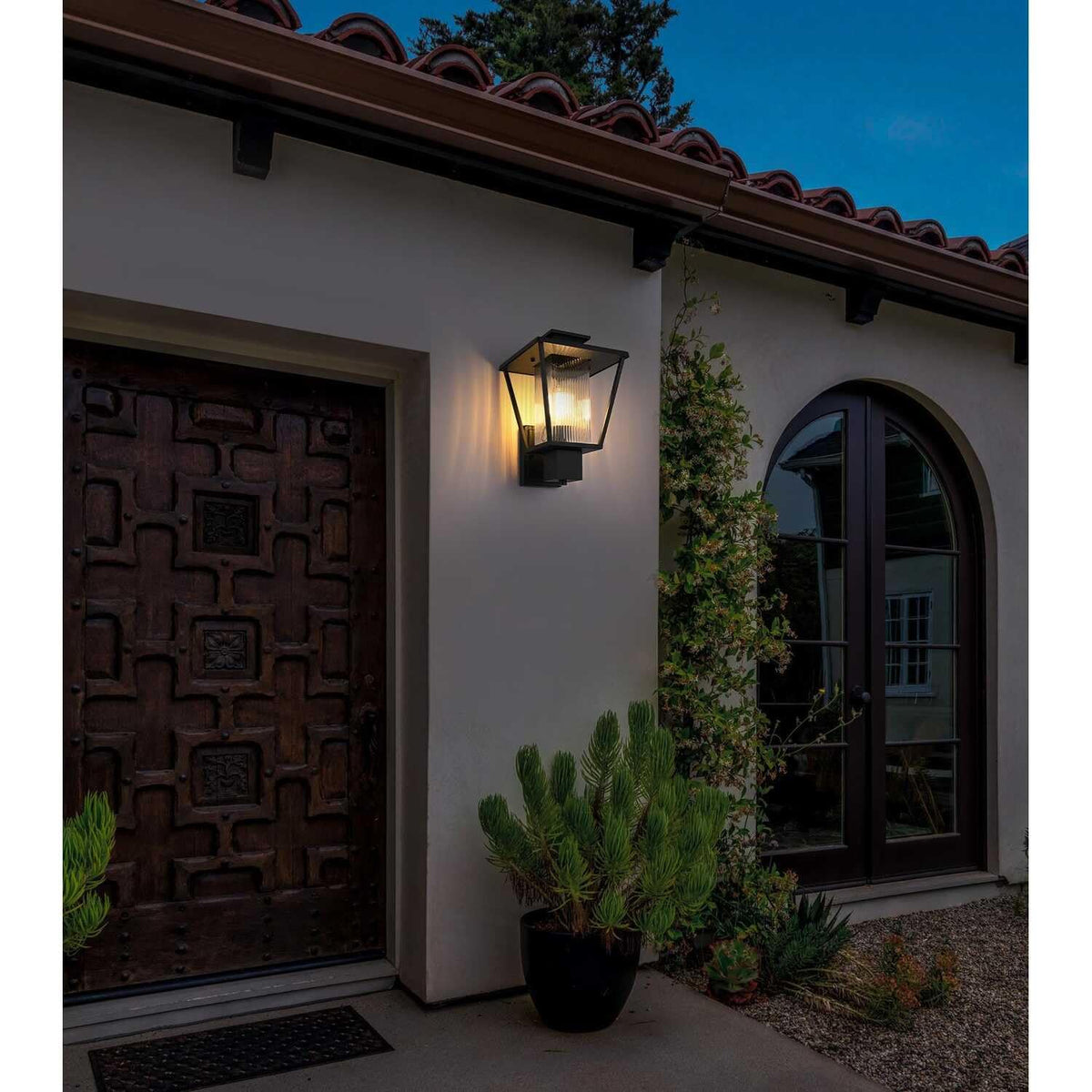 Gaul One Light Outdoor Wall Sconce Black by Lighting Design – Iron, Black, Model OD306W15BK