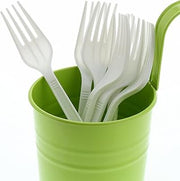 AmerCareRoyal Medium-Heavy Weight Unwrapped Disposable Polystyrene Plastic Forks for Restaurants and Catering, White, Pack of 1000