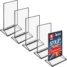 Azar Displays 152799-BLK-5PK Black Trim Double-Sided Clear Acrylic Frames – Elegant Display Frames for Weddings, Events, and Photos | Premium 5x7 Tabletop Sign Holders (5-Pack)
