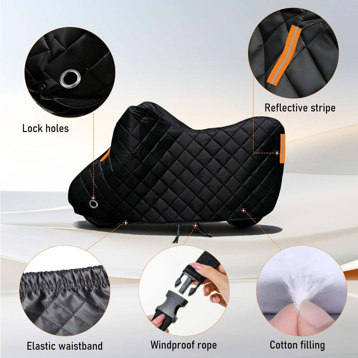 Commercial Waterproof Motorcycle Cover for Cobra CX50SRX FWE |Anti-Hail Motorbike Covers Indoor Outdoor Storage Heavy Duty Oxford Fabric by GgJjCv – for CX50SRX FWE, 300D Oxford + Cotton Lining, Black, Model GJJHMOTO-CA-260427-AEN553