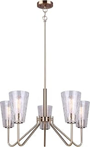 Canarm Everly 5-Light Rod Chandelier, Gold Finish with Crackle Glass, Adjustable Height Modern Lighting for Dining Room, Kitchen or Living Room