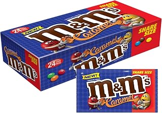 M&M's Caramel Chocolate Candy Share Size 2.83-Ounce Pouch 24-Count Box