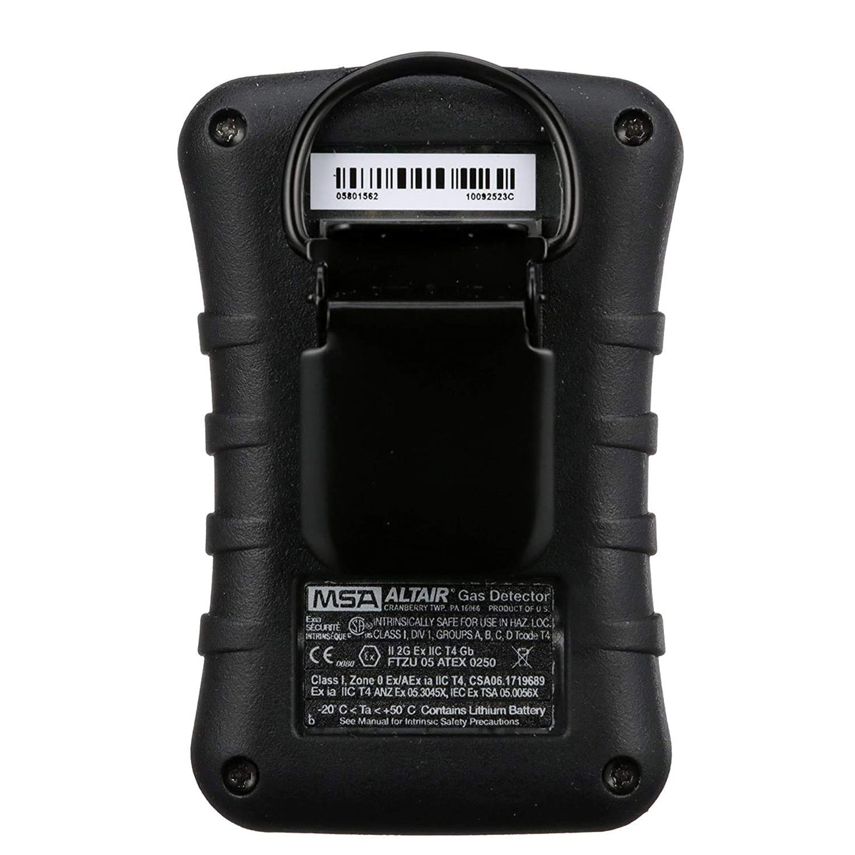 ALTAIR Single-Gas Detector - (O2) Oxygen (Low: 19.52% by MSA – Length: 1.299 IN Width: 2.126 IN Height: 3.425 IN, Single Gas Detector, Black, Model 10092523