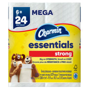 Essentials 1-Ply Mega Rolls Strong Bathroom Tissue 6 ea by Charmin – 6 Count (Pack of 1), Paper, White, Pack of 6, Model 3077204515