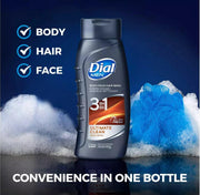 Men Ultimate Clean Hair Body Wash by Dial – 16 Fl Oz (Pack of 3), Pack of 4, Model 544337