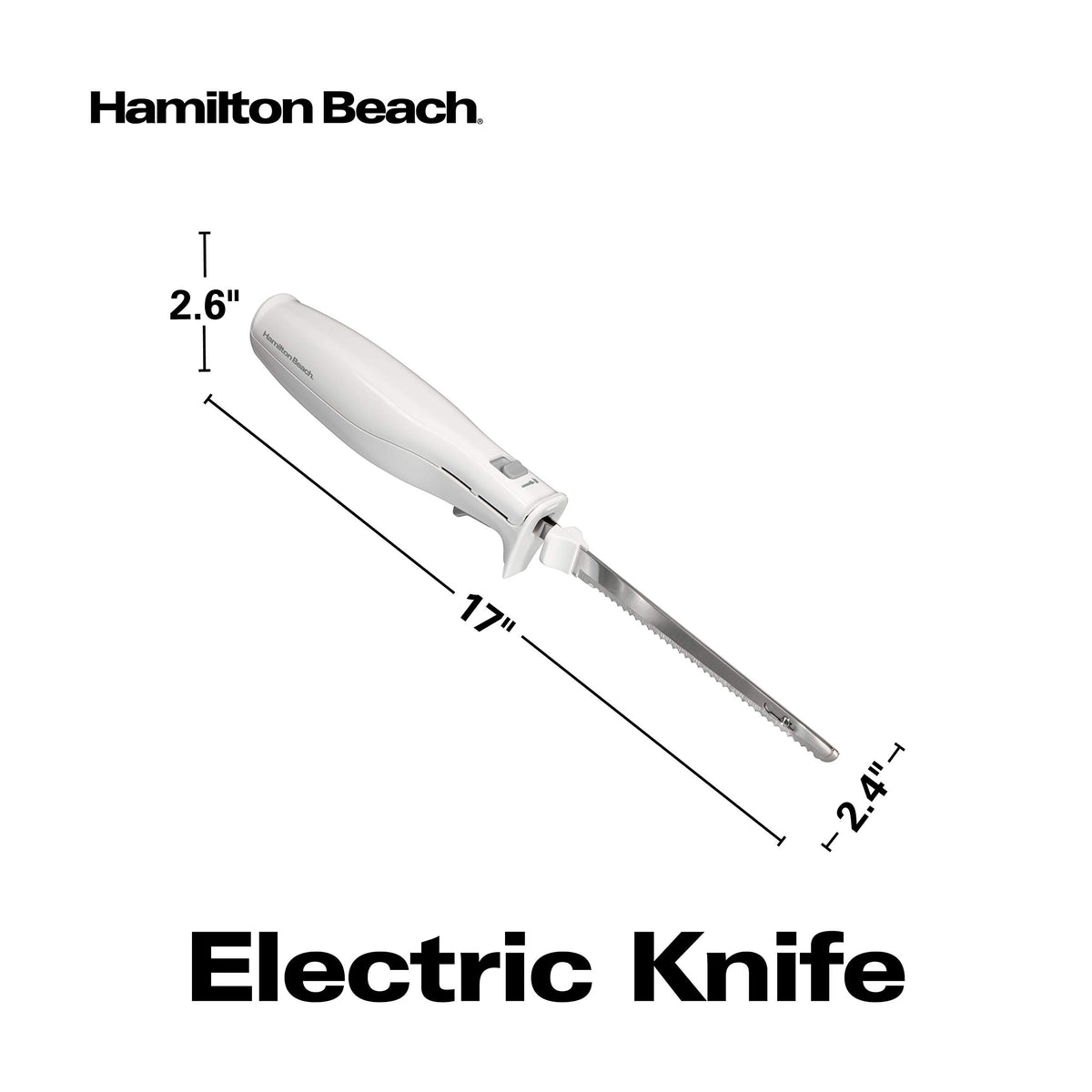 Electric Knife Set for Carving Meats by Hamilton Beach – 10", Metal, White, Model 74250R