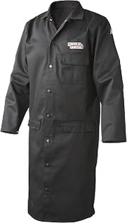 Lincoln Electric Welding Lab Coat | Premium Flame Resistant (FR) Cotton | 45" Length |Black | XL | K3112-XL