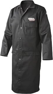 Lincoln Electric Welding Lab Coat | Premium Flame Resistant (FR) Cotton | 45" Length |Black | XL | K3112-XL
